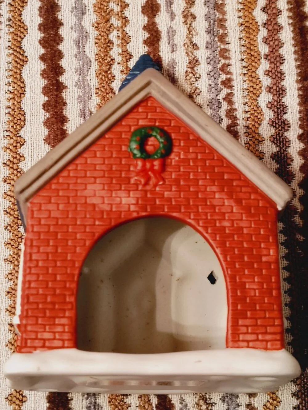 Red Brick Christmas Church Ceramic Votive Candle Holder Village Decor Giftco